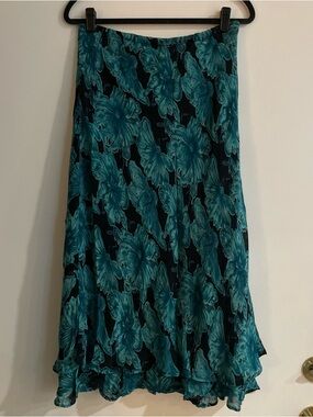 Style & Co. Teal Floral A-Line Skirt